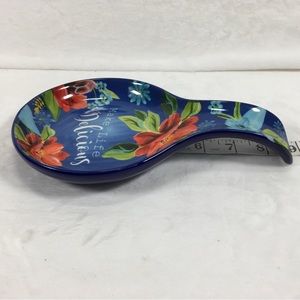 Pioneer Woman Spring Bouquet Spoon Rest Blue Make Life Delicious 8.9” long